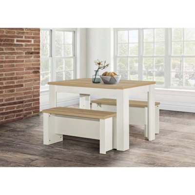 Birlea Highgate Dining Table & Bench Set Cream & Oak - image 1