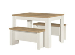 Birlea Highgate Dining Table & Bench Set Cream & Oak - thumbnail 3