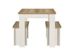 Birlea Highgate Dining Table & Bench Set Cream & Oak - thumbnail 4
