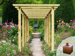 Edecks Heavy Duty Village Walkway Wooden Garden Pergola (W 2400mm X D 7200mm) With Concrete In Posts (2.7M) - thumbnail 2
