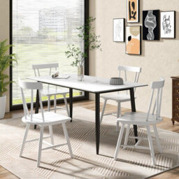 Gainoom Set Of 2 Windsor Dining Chairs Wooden Side Chair Armless Chairs W/ Ergonomic Back - thumbnail 5