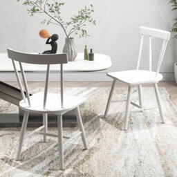 Gainoom Set Of 2 Windsor Dining Chairs Wooden Side Chair Armless Chairs W/ Ergonomic Back - thumbnail 3