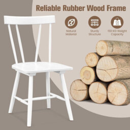 Gainoom Set Of 2 Windsor Dining Chairs Wooden Side Chair Armless Chairs W/ Ergonomic Back - thumbnail 7