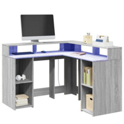 Walplus Desk With Led Lights Grey Sonoma 130X130X91 Cm Engineered Wood - thumbnail 1