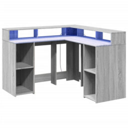 Walplus Desk With Led Lights Grey Sonoma 130X130X91 Cm Engineered Wood - thumbnail 3