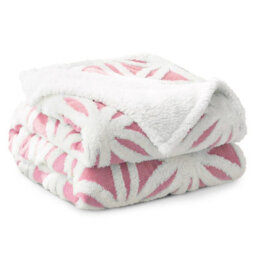 Velosso Thermal Soft Jacquard Sherpa Backed Throw Blanket For Sofa, Bed, Couch - 127Cm X 152Cm - Coral Pink - thumbnail 1