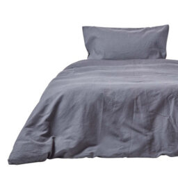 Homescapes Dark Grey Linen Duvet Cover Set, King - thumbnail 1