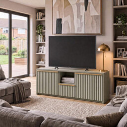 Fwstyle Lania 3 Door Wide Green Tv Media Unit (H) 45 (W) 110 (D) 40Cm