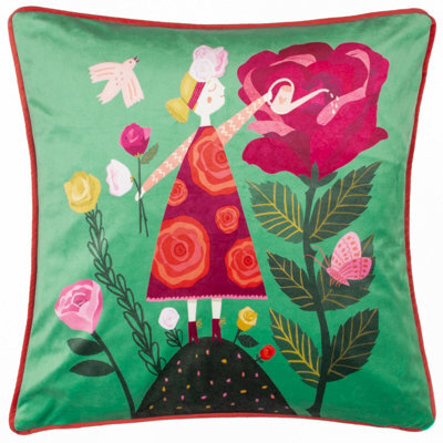 Kate Merritt Flower Girl Abstract Piped Feather Filled Cushion - image 1