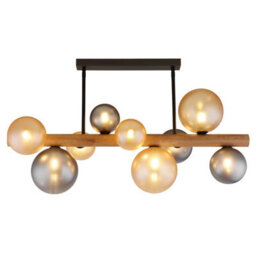 Luminosa Lighting Luminosa Riha Globe Ceiling Light Matt Black, Amber Glass Shades, 9X G9 Led - thumbnail 4