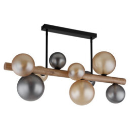 Luminosa Lighting Luminosa Riha Globe Ceiling Light Matt Black, Amber Glass Shades, 9X G9 Led - thumbnail 3