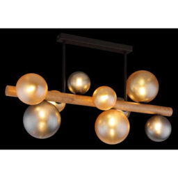 Luminosa Lighting Luminosa Riha Globe Ceiling Light Matt Black, Amber Glass Shades, 9X G9 Led - thumbnail 5