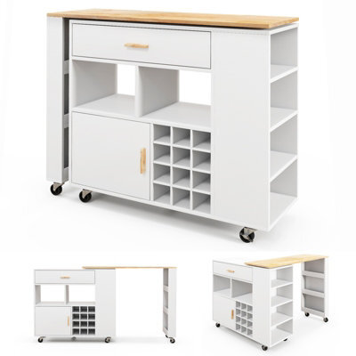 Costway 2-In-1 Kitchen Island Cart Bar Table Combo Reversible Mobile Serving Cart - image 1