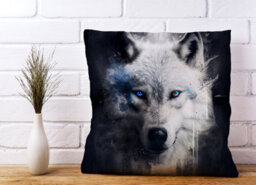 Warren Reed Designer White Wolf Face Splashart Dark Backgrouns Cushions 45Cm X 45Cm - thumbnail 2