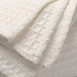 Ehc Luxuriously Soft Chunky Waffle Cotton Throws Large Sofa Bed, Sofa, Couch Blanket Bedspread, Double, 150 X 200 Cm - Ivory - thumbnail 4