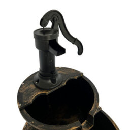 Oypla 2 Tier Cascading Barrel Garden Water Pump Fountain Feature - thumbnail 4