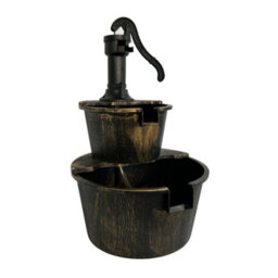 Oypla 2 Tier Cascading Barrel Garden Water Pump Fountain Feature - thumbnail 1