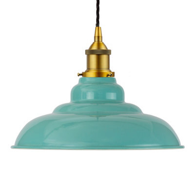 Duck Egg Blue St Edmund's Painted Dome Pendant Light With Antique Gold Lamp Holder And Black Twisted Cable - Se Home - image 1