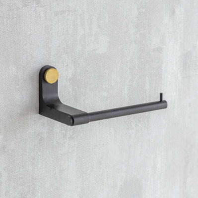 Garden Trading Adelphi Matt Black & Brass Bathroom Toilet Roll Holder Wall Mounted Metal Steel - image 1