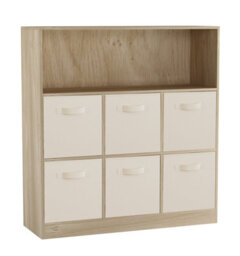 Urbn-Living Oak, Cream - Wide 7-Cube Bookcase With Drawers
