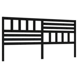 Berkfield Bed Headboard Black 186X4X100 Cm Solid Wood Pine - thumbnail 2