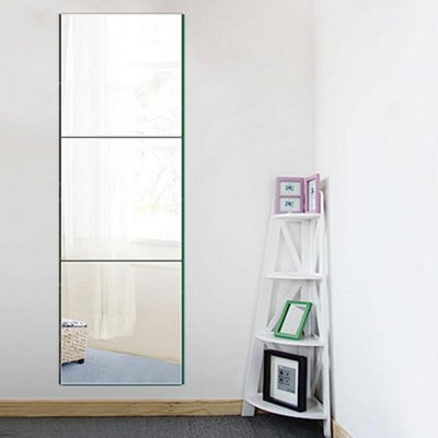 Living And Home Set Of 3 Clear Square Frameless Wall Mirror Tiles 400 X 400 mm - image 1
