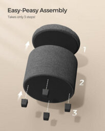 LEDREM Round Ottoman, Ottoman With Storage, 45 X 45 X 44.5 Cm, Foot Rest With Legs, Linen-Look Fabric, Load Up To 150 Kg - thumbnail 7