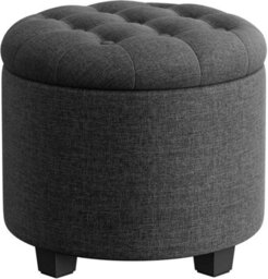 LEDREM Round Ottoman, Ottoman With Storage, 45 X 45 X 44.5 Cm, Foot Rest With Legs, Linen-Look Fabric, Load Up To 150 Kg - thumbnail 6