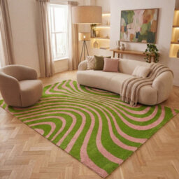 The Rugs Joli Green And Pink Striped Rug Soft Dense Pile Easy To Clean And Pet Friendly For Living Rooms And Bedrooms - thumbnail 8