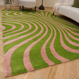 The Rugs Joli Green And Pink Striped Rug Soft Dense Pile Easy To Clean And Pet Friendly For Living Rooms And Bedrooms - thumbnail 1