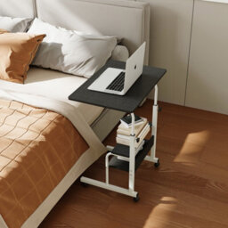 Living And Home Black Brushed Household Height Adjustable Movable Bedside Table 60Cm W X 40Cm D - thumbnail 3