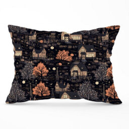 Warren Reed Designer Spooky Haunted Houses Pattern Cushions 33Cm X 48Cm - thumbnail 1