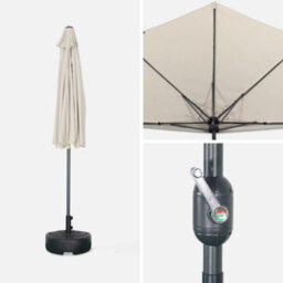 Sweeek - 2.5M Round Half Parasol For Balcony Sand 250X250X228 Cm - Calvi - thumbnail 4