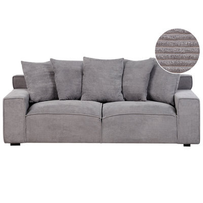 Beliani Sofa 3 Seater Viskan Corduroy Dark Grey - image 1