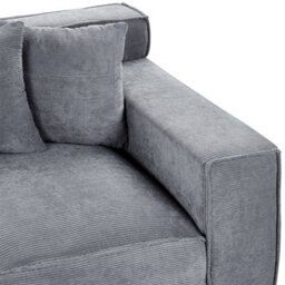 Beliani Sofa 3 Seater Viskan Corduroy Dark Grey - thumbnail 7