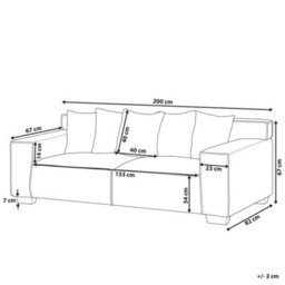 Beliani Sofa 3 Seater Viskan Corduroy Dark Grey - thumbnail 3