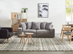 Beliani Sofa 3 Seater Viskan Corduroy Dark Grey - thumbnail 2
