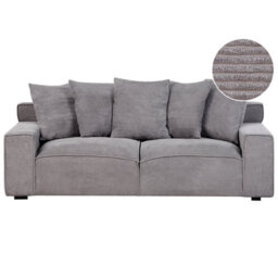 Beliani Sofa 3 Seater Viskan Corduroy Dark Grey - thumbnail 1
