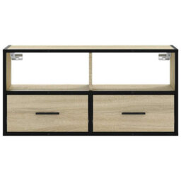 Berkfield Industrial Tv Cabinet Sonoma Oak 80X31X39.5 Cm Engineered Wood And Metal - thumbnail 4