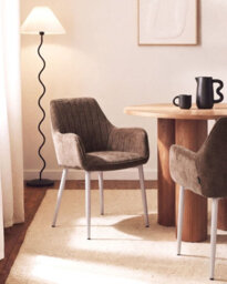 Beliani Set Of 2 Dining Chairs Wellston Fabric Brown - thumbnail 2