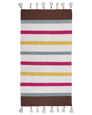 Beliani Handwoven Cotton Rag Rug Multicolour Stripes 80 X 150 Cm - Flat Woven Rectangular - image 1