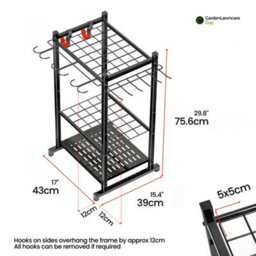 Metal Garden Tool Storage Rack With Hooks, Garden Lawncare Guy - thumbnail 8