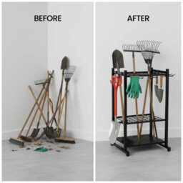 Metal Garden Tool Storage Rack With Hooks, Garden Lawncare Guy - thumbnail 5