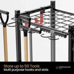 Metal Garden Tool Storage Rack With Hooks, Garden Lawncare Guy - thumbnail 3