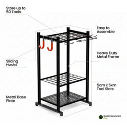 Metal Garden Tool Storage Rack With Hooks, Garden Lawncare Guy - thumbnail 7