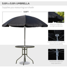 Outsunny 6Pc Garden Dining Set Outdoor Furniture Folding Chairs Table Parasol - thumbnail 4