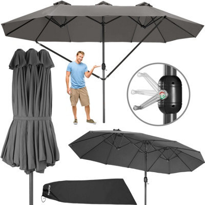 Tectake Parasol Silia - Extra Wide, 460 X 270 Cm, Height-Adjustable, Cover Included - Grey - image 1