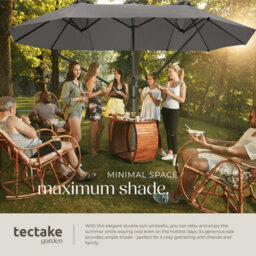 Tectake Parasol Silia - Extra Wide, 460 X 270 Cm, Height-Adjustable, Cover Included - Grey - thumbnail 7