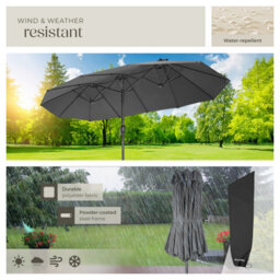 Tectake Parasol Silia - Extra Wide, 460 X 270 Cm, Height-Adjustable, Cover Included - Grey - thumbnail 5