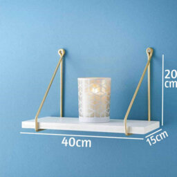 Spot On Dealz 40Cm White Wall Floating Shelf With Gold Metal Wire - thumbnail 2